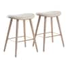 Lumisource Saddle Counter Stool in White Washed Wood and Cream, PK 2 B26-SADL WWNCR2